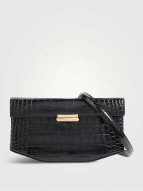 TOTEME Clip Croc-Embossed Leather Shoulder Bag NWOT